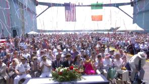 US Navy ship formally christened in honour of Irish man ‘born to be a Marine’
