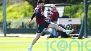 Declan Rice trains with Arsenal team-mates ahead of trip to Sporting Lisbon