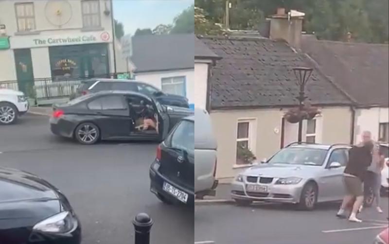 Two arrests after road rage incident injures three and leaves cars and building 'smashed up'