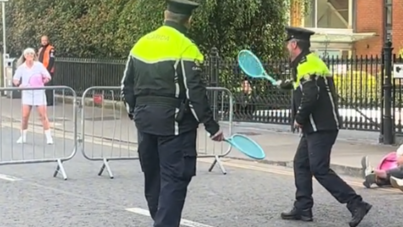 WATCH: 'Best craic' - Gardaí play tennis with Swifties on closed road amid Wimbledon fever