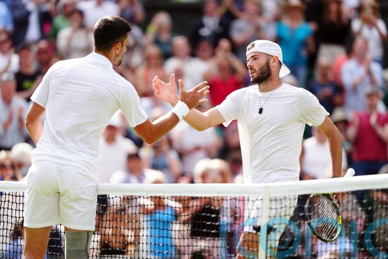Jacob Fearnley impresses in four-set defeat to Novak Djokovic