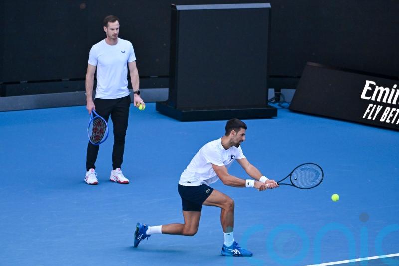 Novak Djokovic and coach Andy Murray train in public for first time in Melbourne