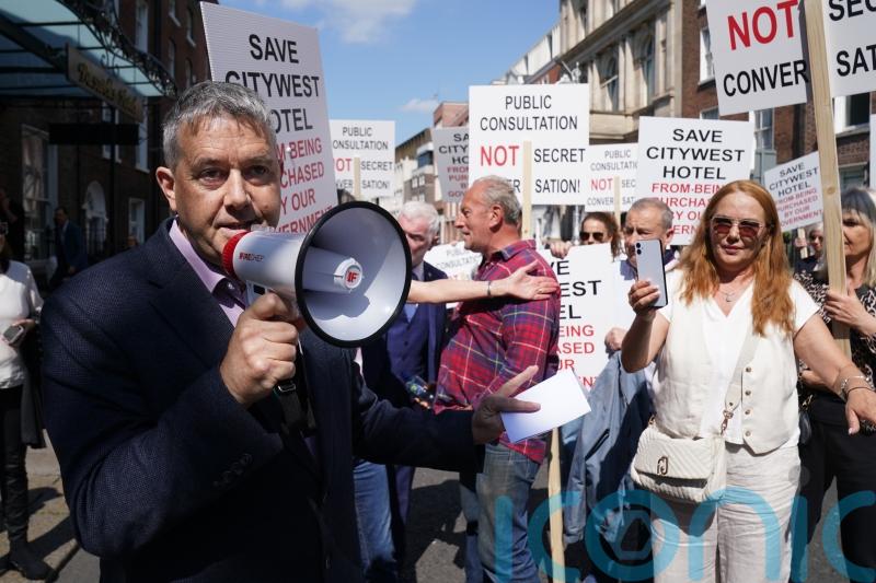 Row breaks out at protest over Government plans to buy CityWest Hotel
